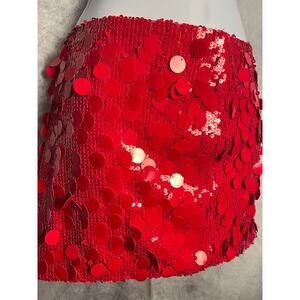 Edikted Red Sequin Mini Skirt Women’s Size M NWT Party Holiday Clubwear